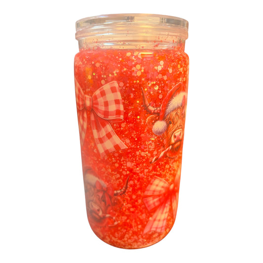 Highland Cow & Bows 16oz Snowglobe Cup