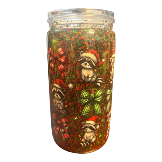 Raccoons & Bows 16oz Snowglobe Cup