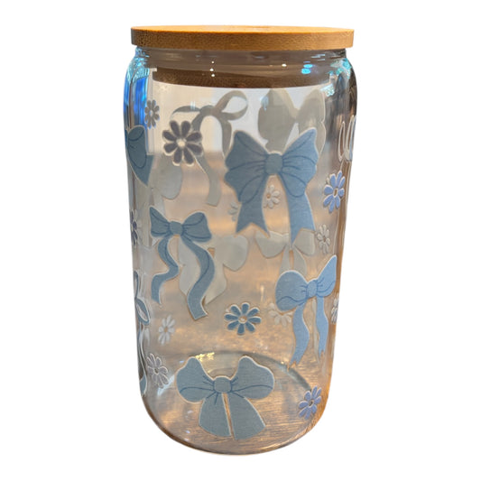 Blue bows Glass Cup
