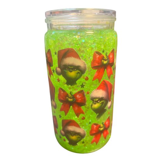 Grinch & Bows 16oz Snowglobe Cup