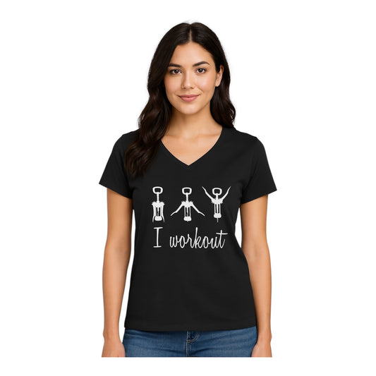 I WORKOUT V-Neck T-Shirt
